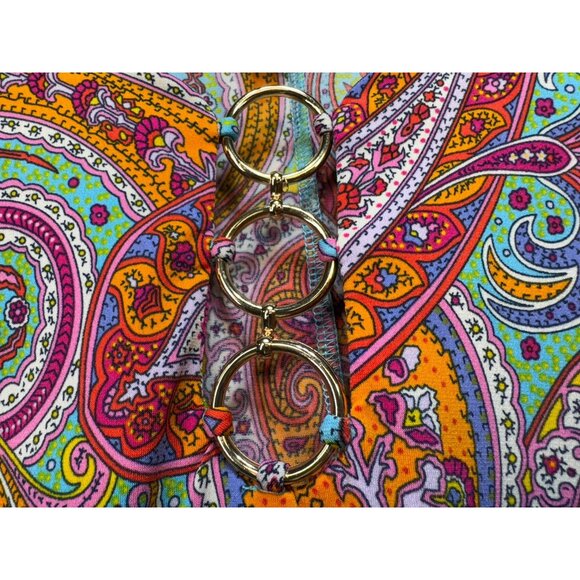 MSK Womens Paisley Short Sleeve Dress With Gold Rings & V-Neckline - Picture 3 of 12